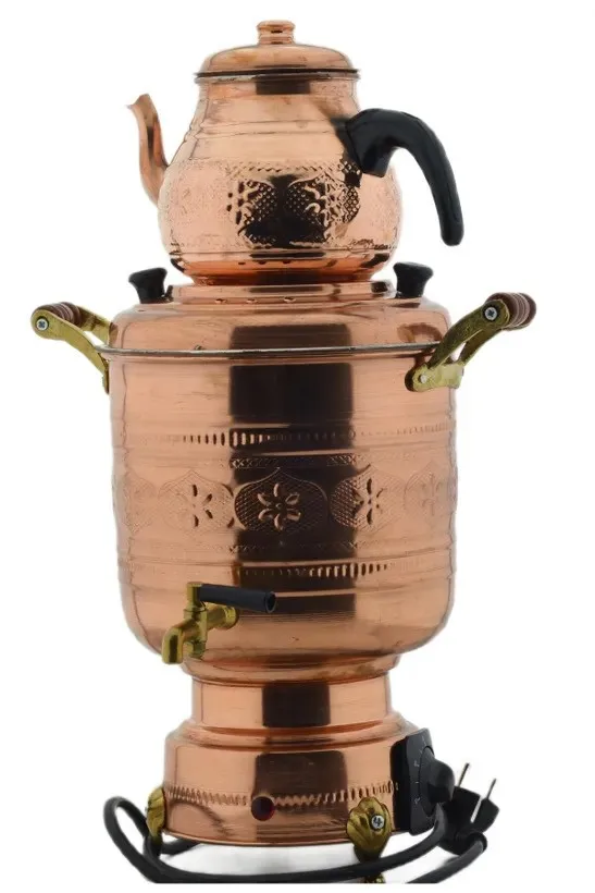 Hand Embroidered (30cmx48cm) Electric Copper Samovar with Copper Teapot Mod15