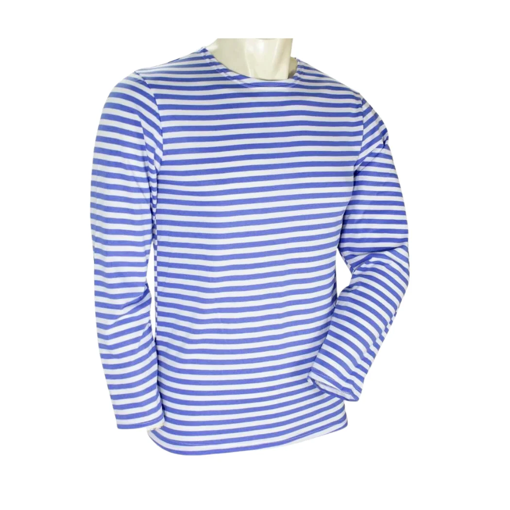 Original Russian BTK Group Airborne Troops T-Shirt Long Sleeve Shirt made of Cotton, Blue White Striped Sailor Tarkov Style Tee view 4