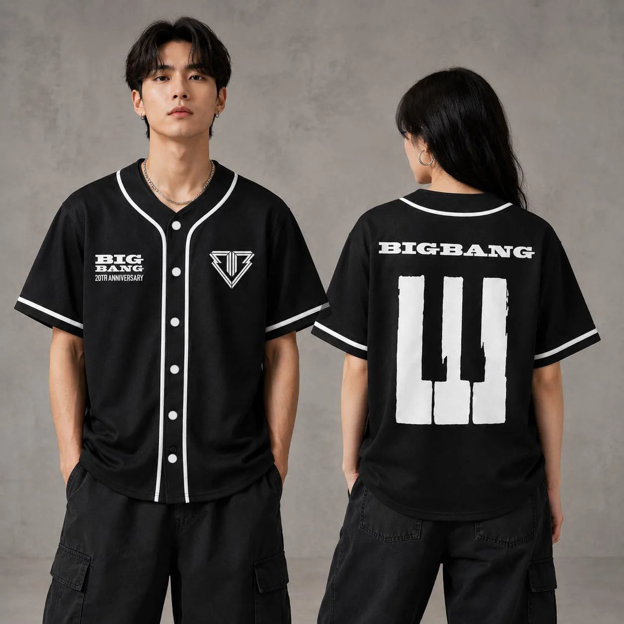 BIGBANG 20th Anniversary Concert Merch Baseball Jersey T-Shirt Unisex Short Sleeve Button Down Tee Kpop Fans Gift Street Tops