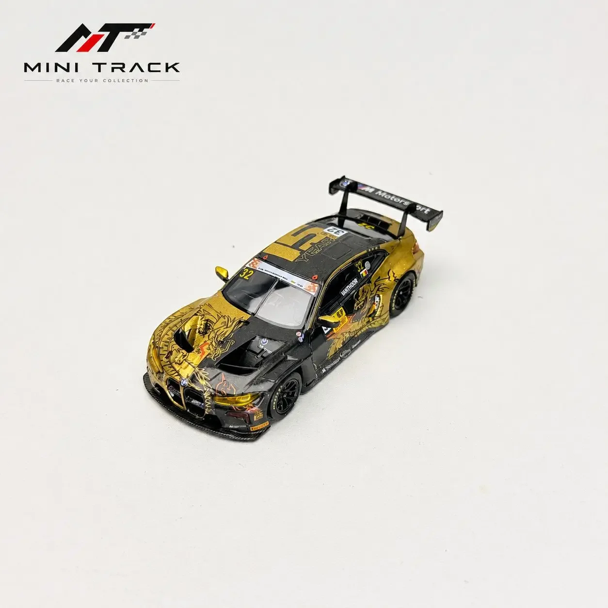 Mini track 1/64 New Product BMW M4 1:64 Co-branded Golden Dragon Death God Silver Painted Alloy Car Model