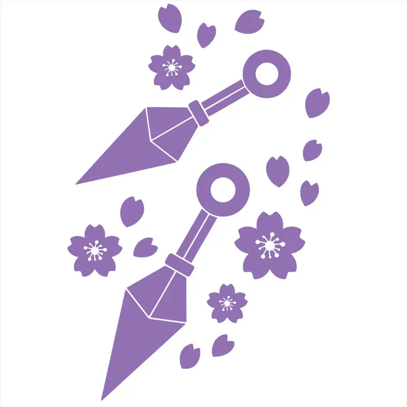 Cherry Blossom Car Sticker Ninja Weapon Kunai Laptop Computer Anime Stickers Decoration Window Die Cutting Vinyl Decals