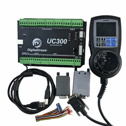 Free Shipping 3/4/5/6Axis Cnc Motion Control Card UC300 I/O Board Wiring Board With LCD Handwheel NVMPG CNC Mach3 Controller Kit