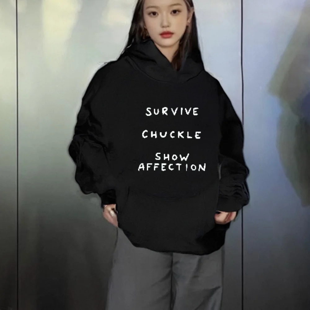 

Толстовка с мотивационными словами SURVIVE CHUCKLE SHOW AFFECTION Повседневный свободный топ с длинными рукавами вдохновляющий удобный топ