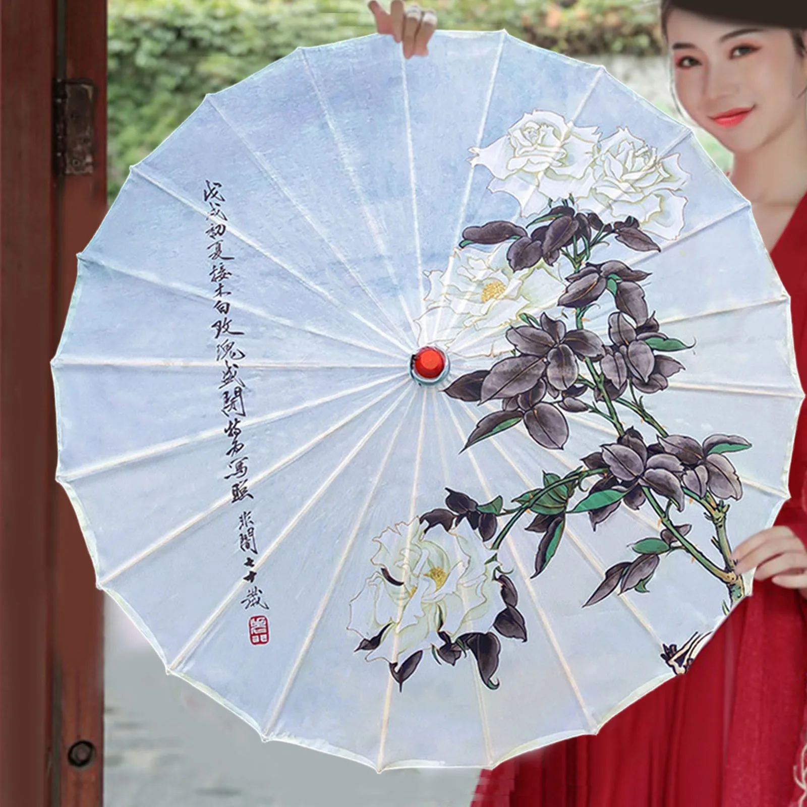 Chinese Oiled Paper Umbrella Umbrella Decoration Oriental Parasol Antique Hanfu Flower Art for Women Weddings Party Photography