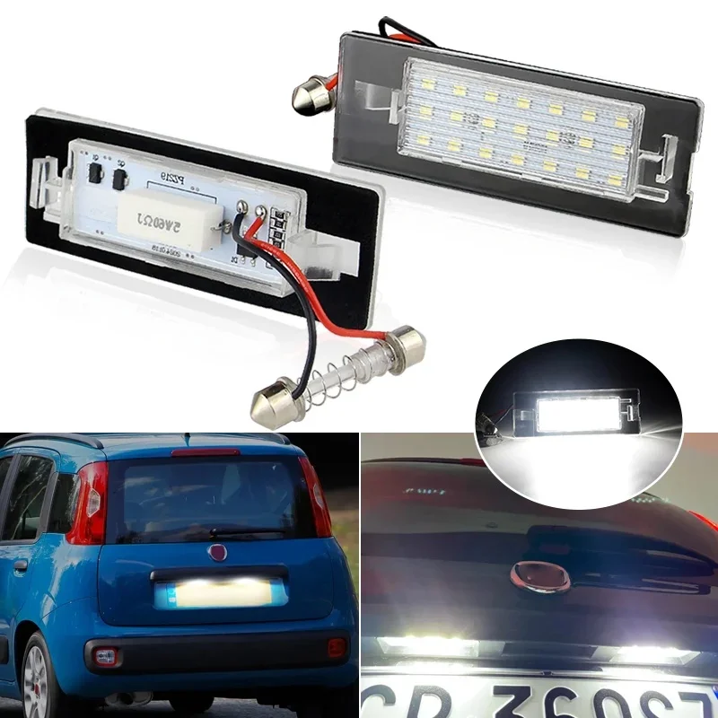Pour FIAT Panda MK3 MK4 Typ 169 312 319 2003-2012 sans erreur blanc LED plaque d'immatriculation lumière lampe OEM # : 71734797