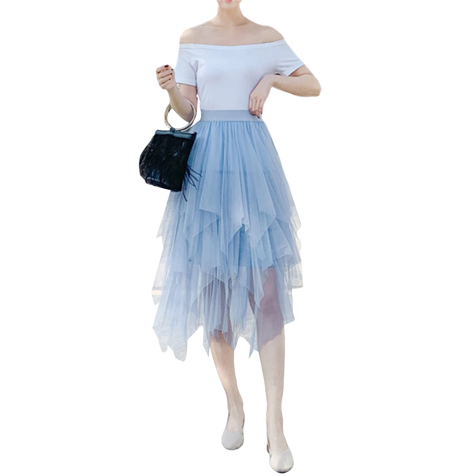 Hot Sale Irregular Tulle Skirt Women Summer Casual Party Club Wear Petticoat Ball Gown Skirt