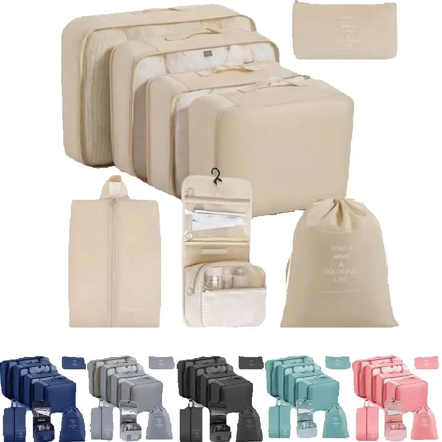 Juego de 7/8/9/10 Uds. De bolsas de almacenamiento organizadoras de viaje, conjunto de cubos de embalaje para maletas, fundas portátiles para equipaje, ropa, bolsa para ordenar zapatos plegable