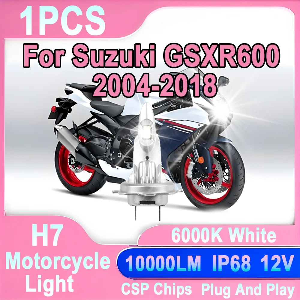 

1 шт. мото Heamlamp высокой мощности H7 6000K белая светодиодная фара 60 Вт передний фонарь для мотоцикла Plug & Play 12 В для Suzuki GSXR600 2004-2018
