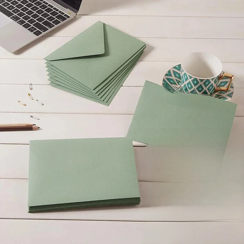 50 sztuk/partia Koperta Zielona Styl Zachodni Artykuły Biznesowe Papier 120g Zaproszenia Pocztówki Listy Opakowanie na Prezenty Artykuły Papiernicze Ślubne — zdjęcie produktu 7