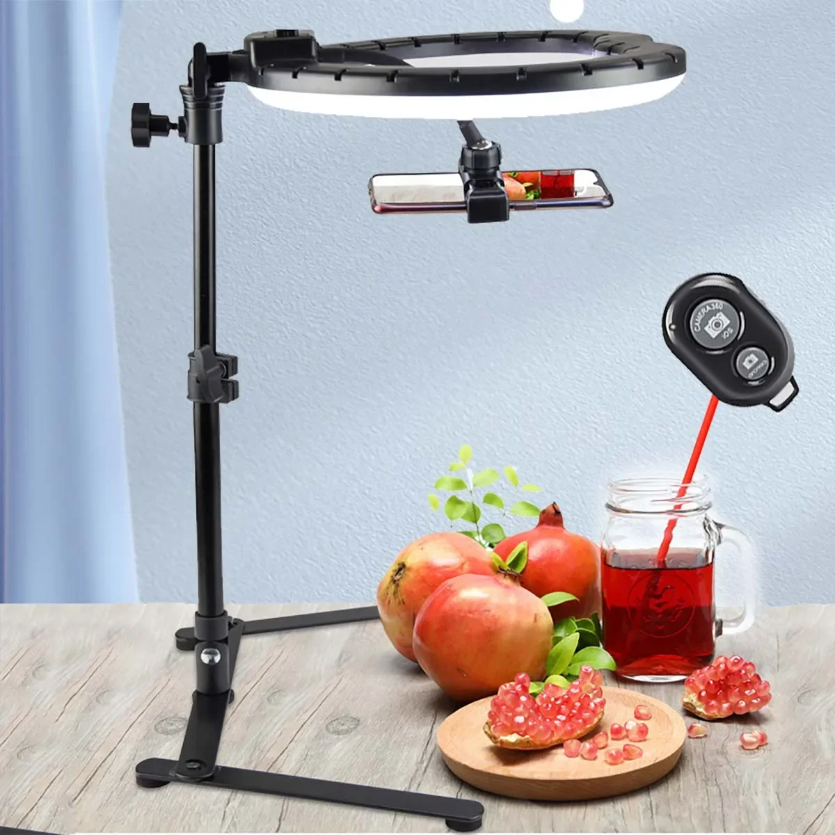 Wideo Youtube wypełniająca lampa pierścieniowa na żywo COOK 26CM oświetlenie fotograficzne telefon Ringlight stojak trójnóg zdjęcie Led Selfie Remote — 2
