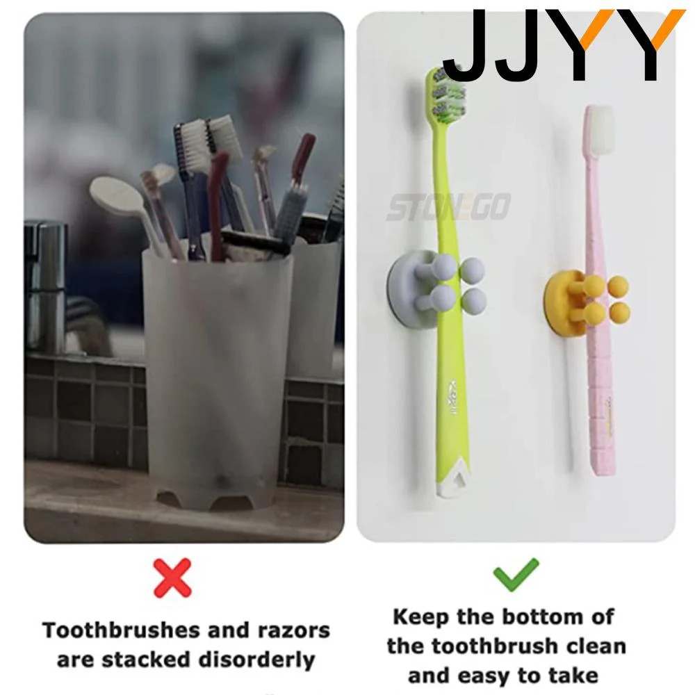 JJYY Silicone Hook Razor Holder Self Adhesive Toothbrush Key Towel Hanger Bathroom Wall Organizer Kitchen Utensil Storage Rack