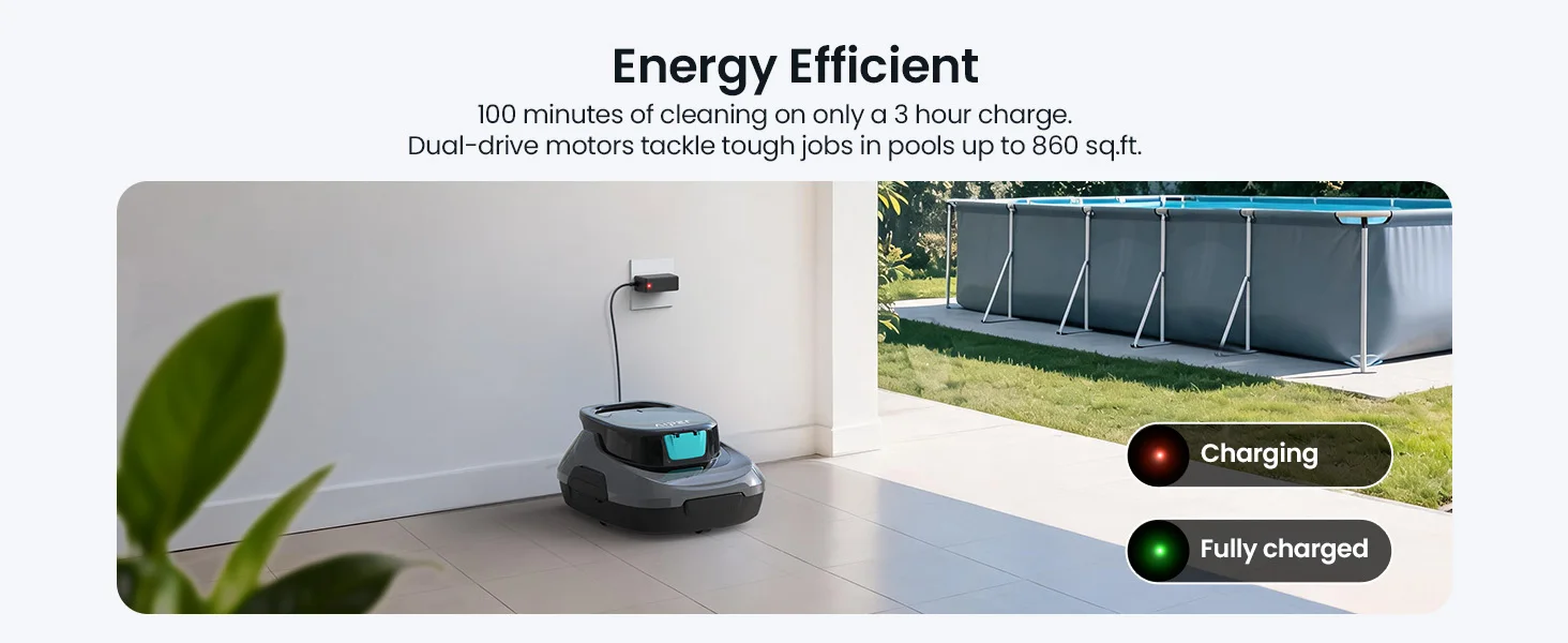 (Renewed) AIPER Scuba SE Cordless Pool Cleaner with 90-Min Runtime, Smart Self-Parking, Lightweight, Pool Vacuum for Above Ground Flat Pools up to 860 Sq.ft, Dark