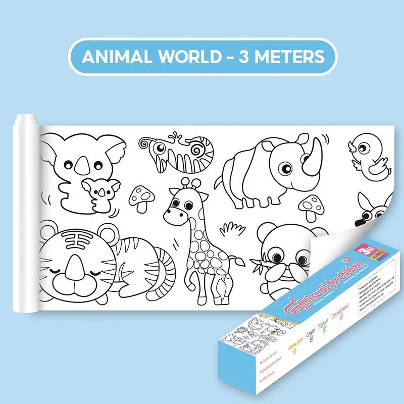 

Extra Long Kids Doodle Painting Roll Wall Paper Art Creativity Skill Development Family Bonding Activity Childrens Drawing Toy