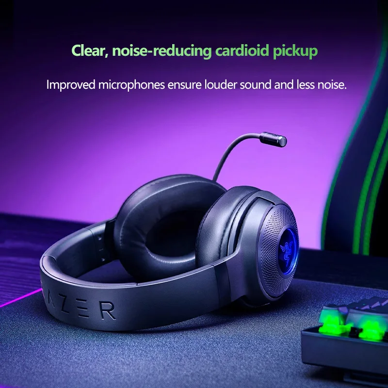 سماعة رأس سلكية للألعاب USB مثبتة على الرأس من Razer Kraken V3 X بدون زمن صوت محيطي 7.1 #2