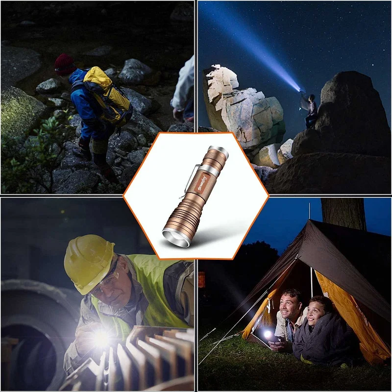 10 Pack Portable LED Flashlights Flashlight Waterproof Rechargeable Zoomable High Lumen 3 Light Modes Super Bright with Clip