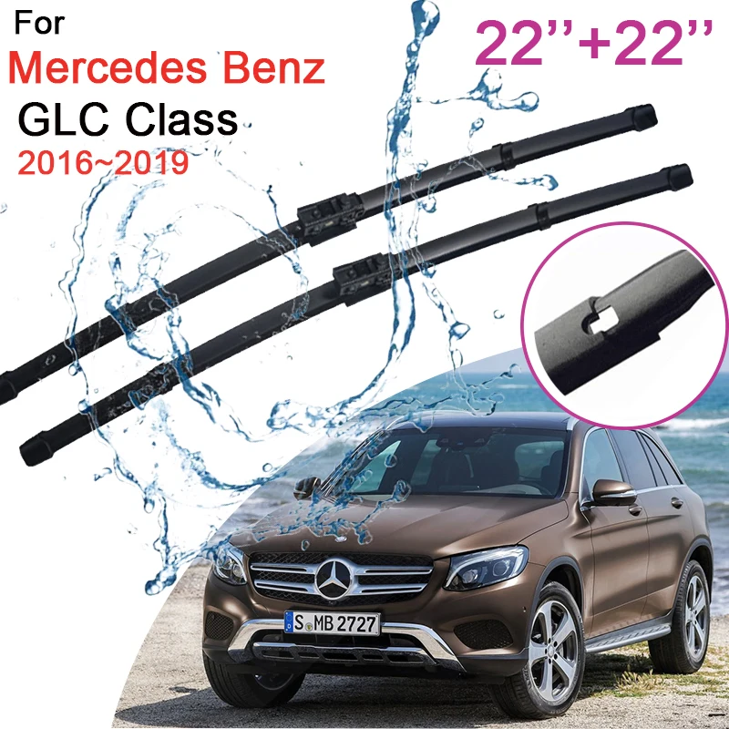 Car Front Windshield Wiper Blades for Mercedes Benz GLC Class X253 C253 AMG 2016~2019 200 250 300 220d 250d Accessories Stickers