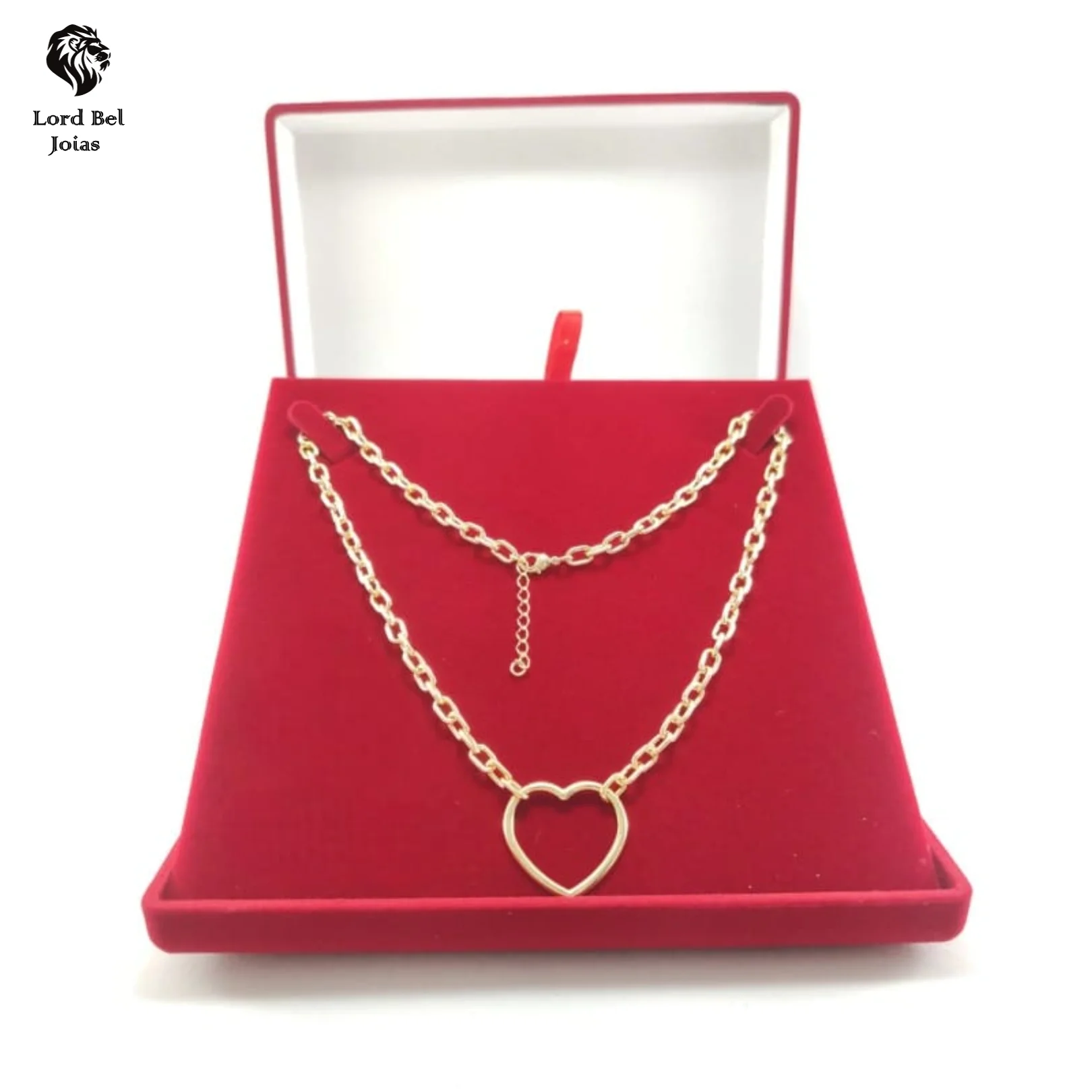 Women's Gold Plated Necklace 20-thousandth Double Layer Bath Chain Chain with Heart Brazilian Veneer Jewelry