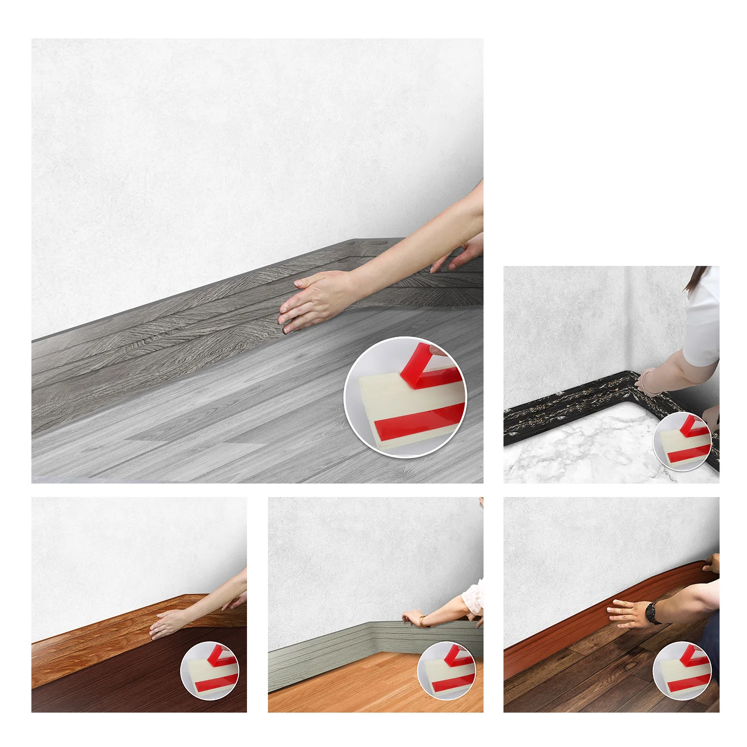 Arrowzoom Multi-Variation Rubber Baseboard Wall Self-Adhesive Textured Finish Premium  Trim Home Improvement