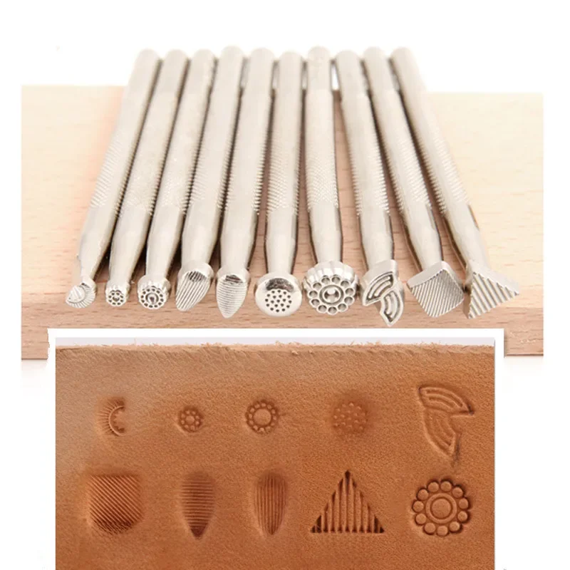 Outil de tampon en cuir, 1 pièce, nouvel augmentation, artisanat du cuir, ensemble d'estampage de selle, modèles de sculpture, outils d'art en peau de vache faits à la main