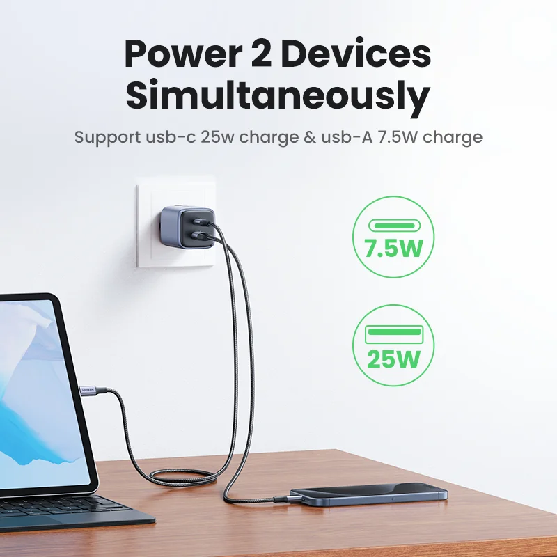 急速充電器UGREEN-USB c,iphone 15, 14, 13 pro,samsung,xiaomi,ipad pro,pd3.0,qc3.0,ガン,35w