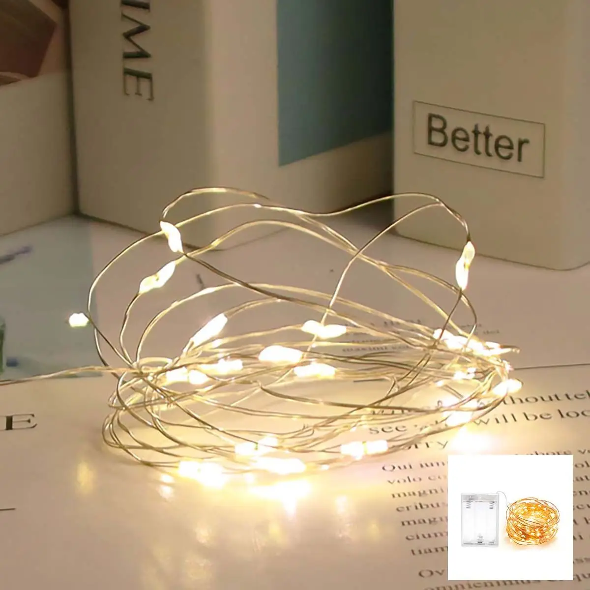 

1pc Fairy Lights, Copper Wire Garland Battery Operated String Lights With Flash, Holiday Party Wedding Festival Indoor Bedroom
