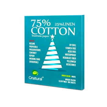 85gsm 75% כותנה 25% נייר פשתן, גודל אותיות 216*279 מ 