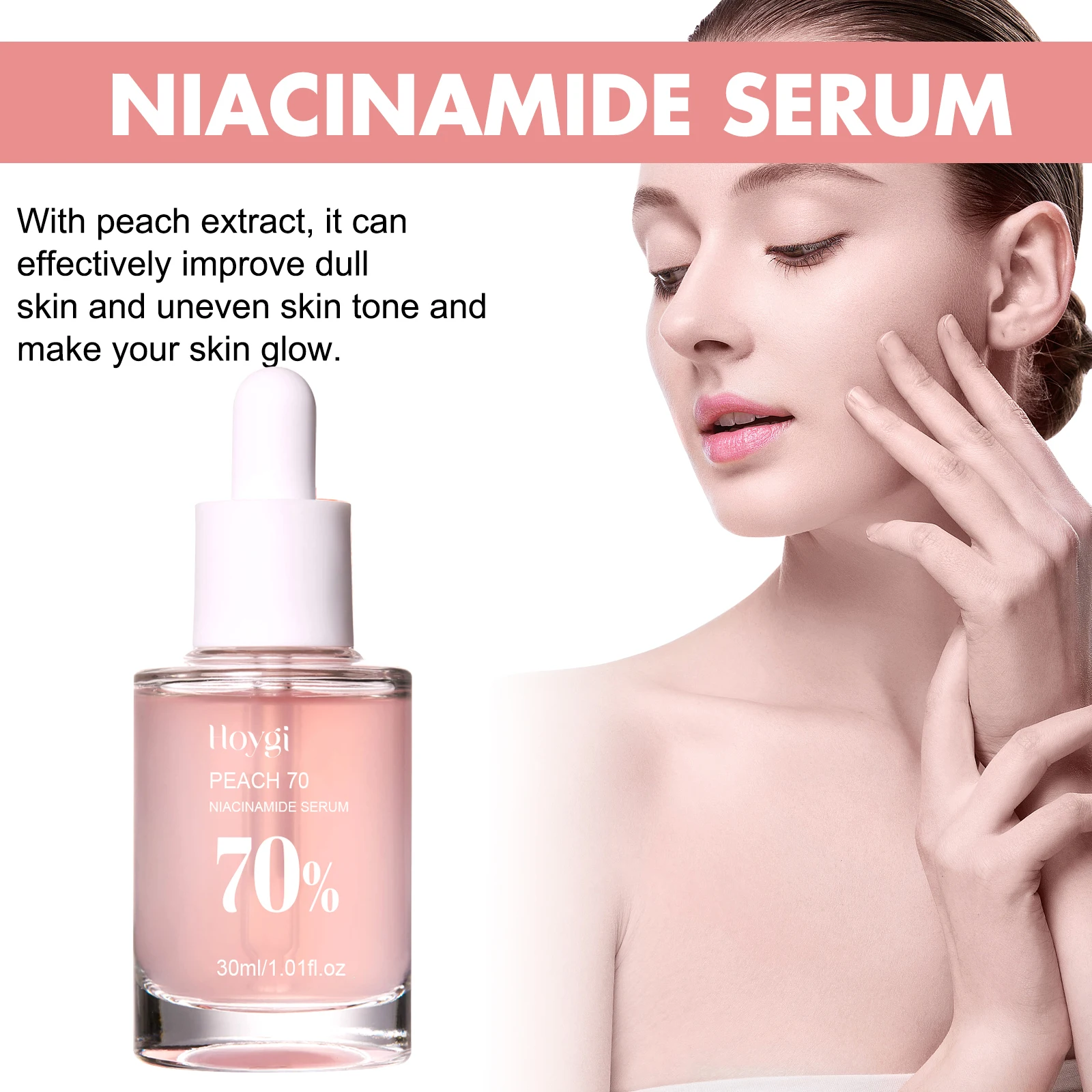 مصل Hoygi Niacinamide للوجه لشد البشرة وتلاشي الخطوط الدقيقة وتقليص المسام وإزالة البقع الداكنة وتنعيم البشرة وسيروم الوجه المتوهج