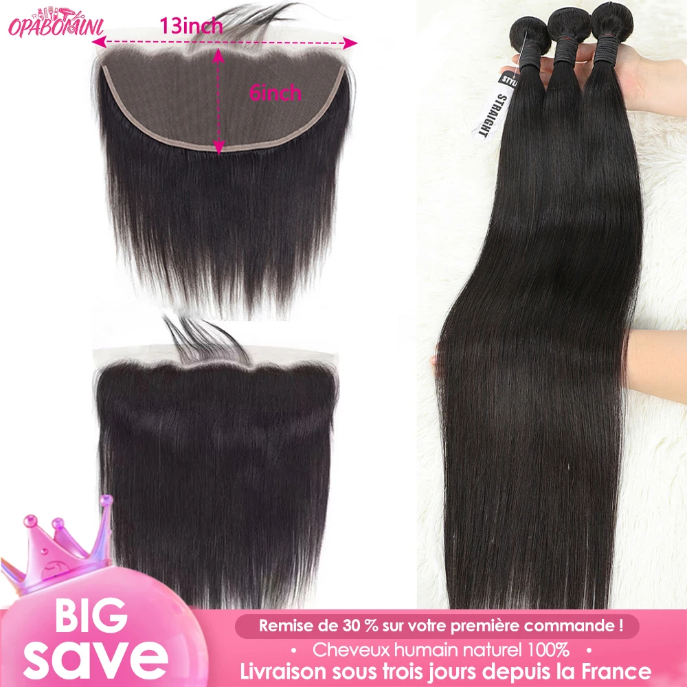 15A Tissage Cheveux Humains 3/4 Brésilienne Human Hair Bundles And Weaves 13x6 Frontal Lace Only 32inch Extension Cheveux Humain