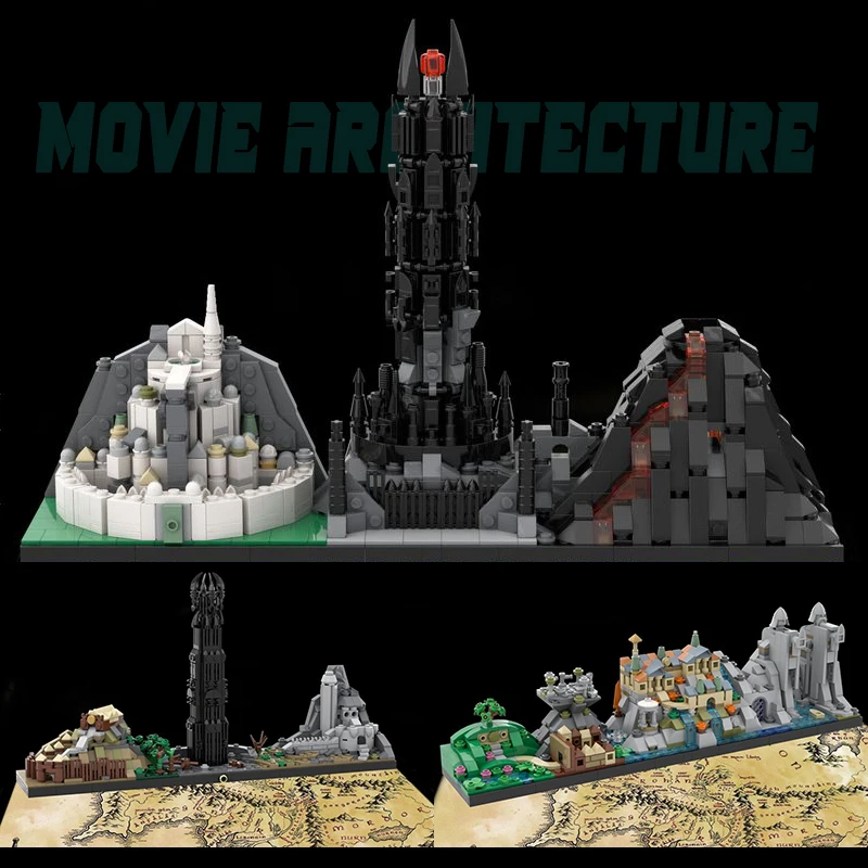 Magic Castlesc City Skyline Moc Building Block Architecture Famous Movie Bricks The Two Towers Model The Return Of The King Toys