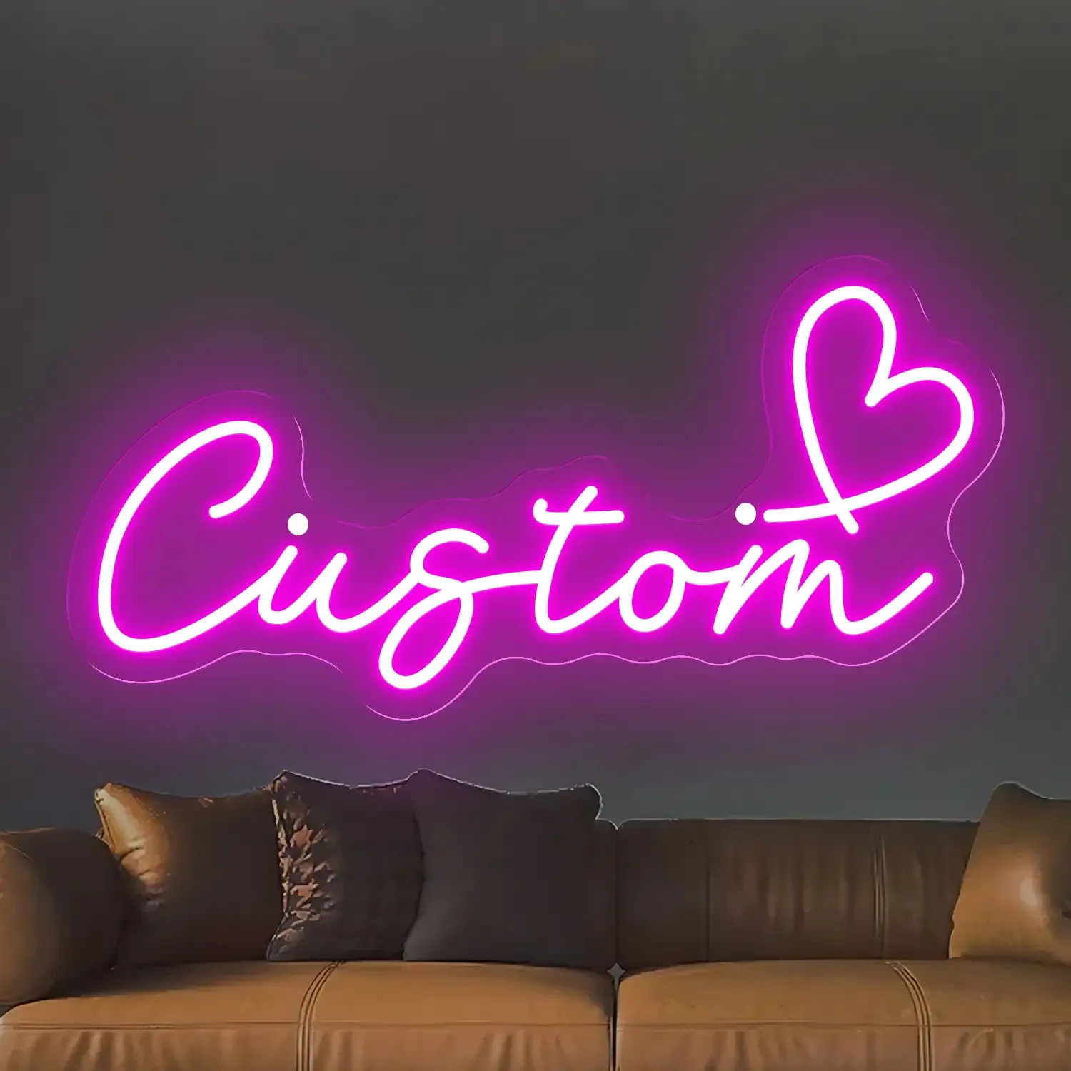 Custom LED Neon with Text&Heart Design, Wall&Door Mounted Neon Decor for Party/Wedding/Birthday/Club/Bar, Home Decor, Room Decor