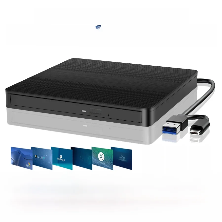 2in1 USB3.0 TypeC mince externe DVD VCD CD graveur lecteur lecteur lecteurs optiques pour ordinateur portable DVD graveur Portatil