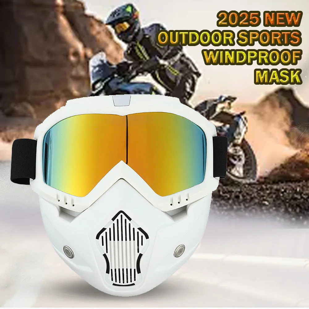 

2025 НОВАЯ ветрозащитная маска для занятий спортом на открытом воздухе, очки для мотокросса с регулируемой резинкой, маска для уличных УФ-солнцезащитных очков