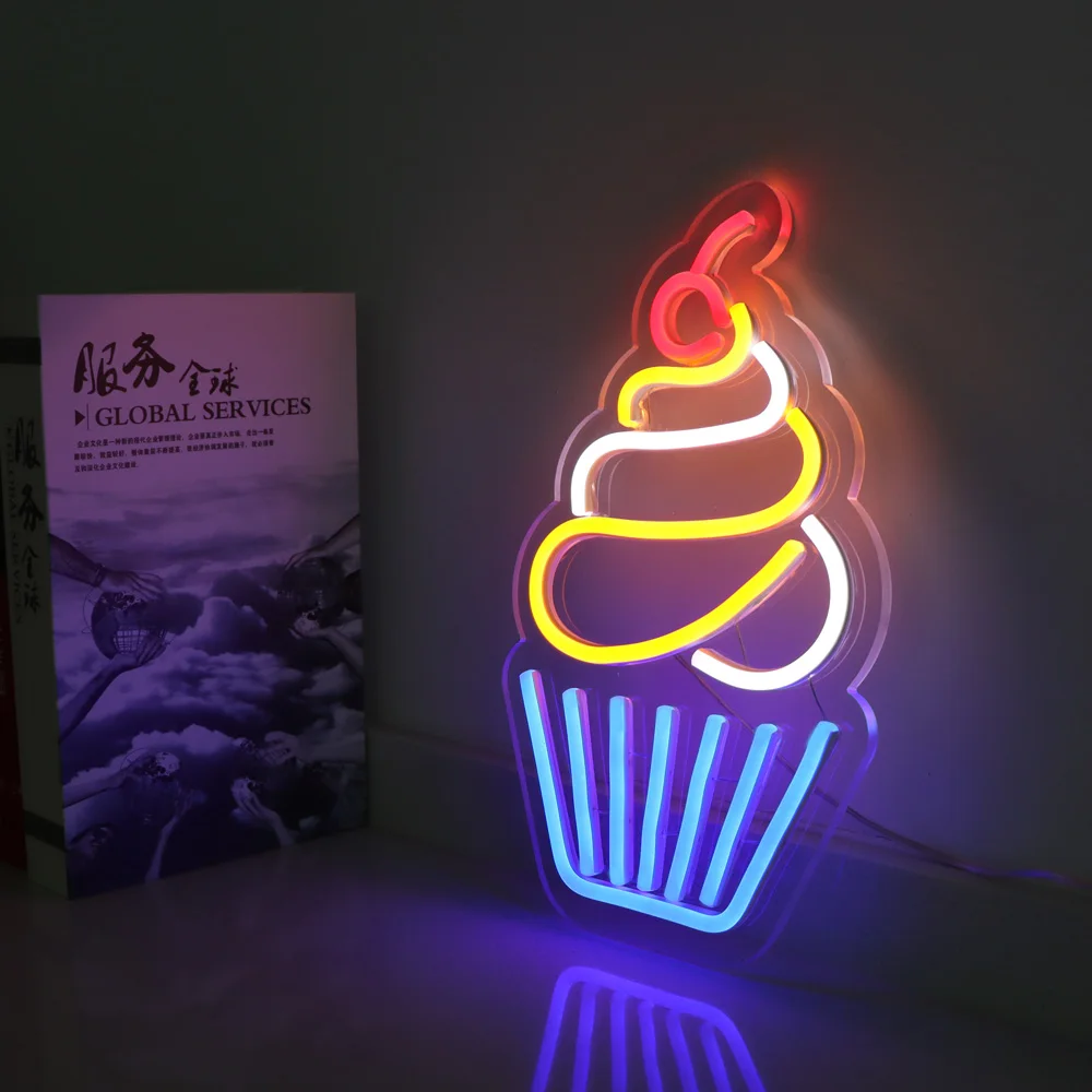 cherry cupcake led neon sign flexible neon sign for cake shop flex neon