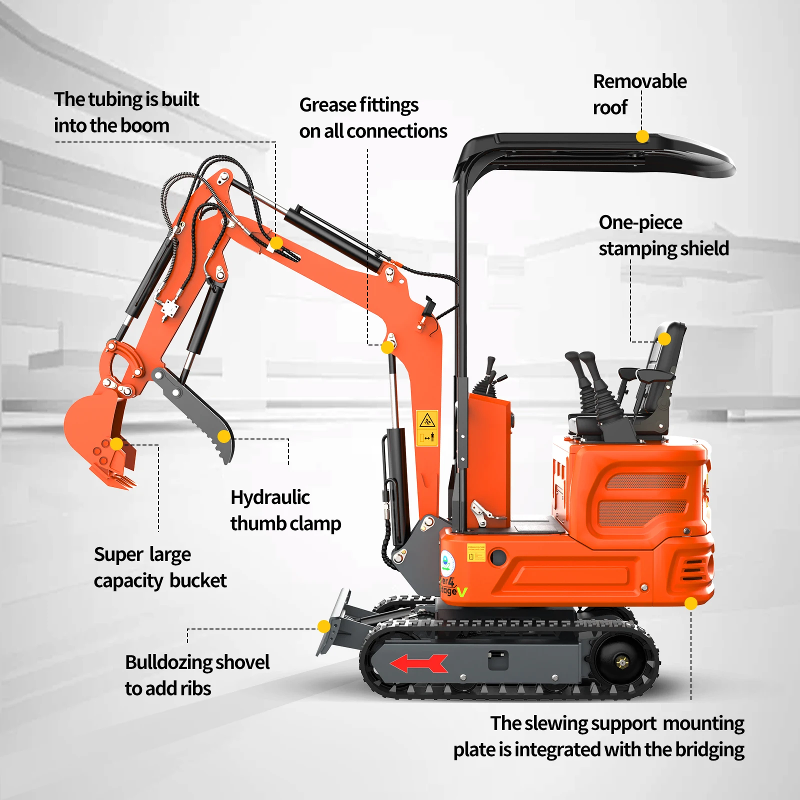 ATTACHXPRO Mini Excavator Household,13.5 HP Garden Small Crawler Excavator Construction Machinery Tools,Affordable Machine Free