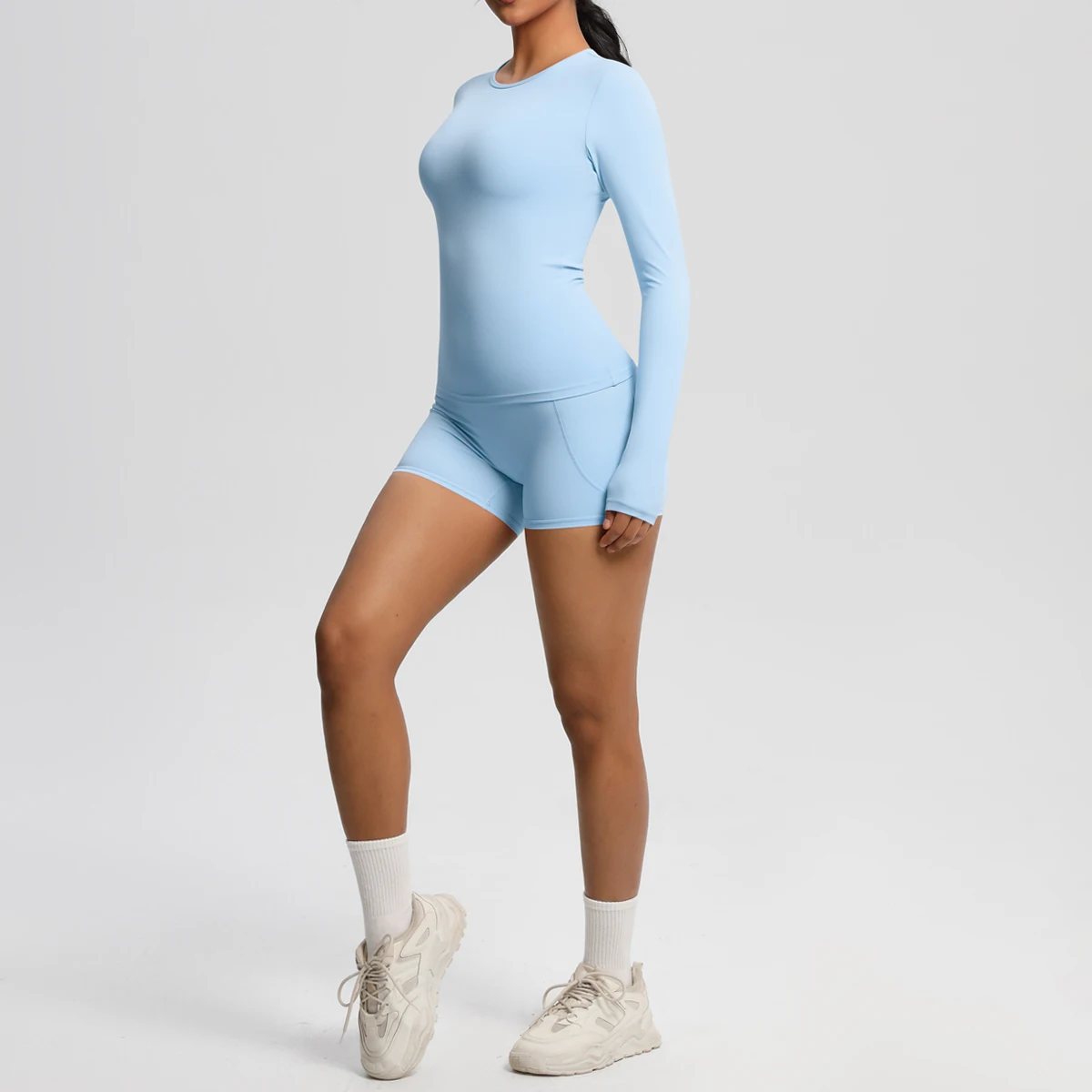 

2-Piece Women's Solid Color Nylon Yoga Exercise Set Workout Sportswear 2Pcs Piece Female Womens Sportswear