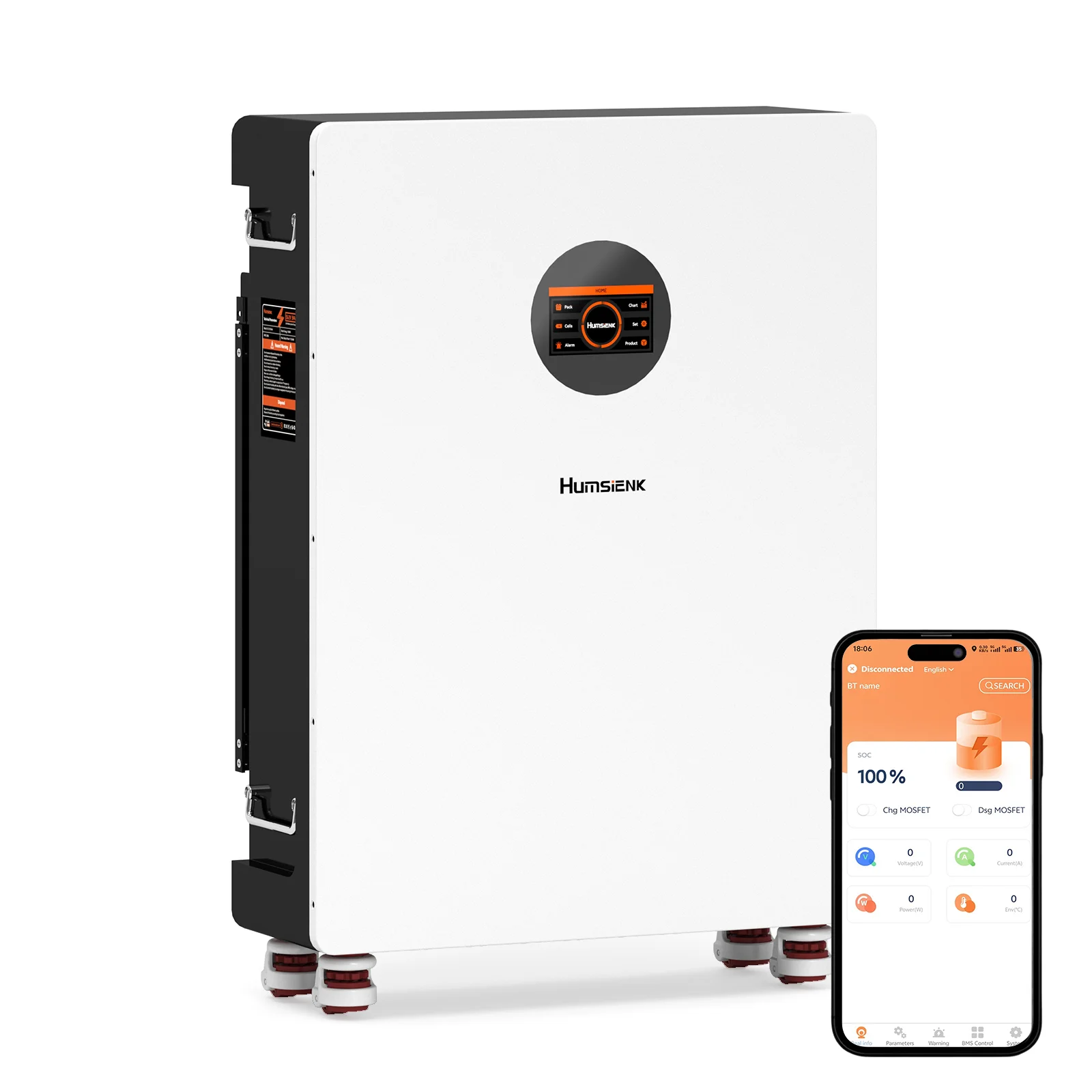 Humsienk 48V 314Ah LiFePO4 Batterie Wandmontiert 16,08kWh Energiespeicher, Aktiver Balancing 200A BMS, LCD mit Bluetooth, RS485/CAN/RS232 für Netzunabhängige Solaranlagen, Notstromversorgung für