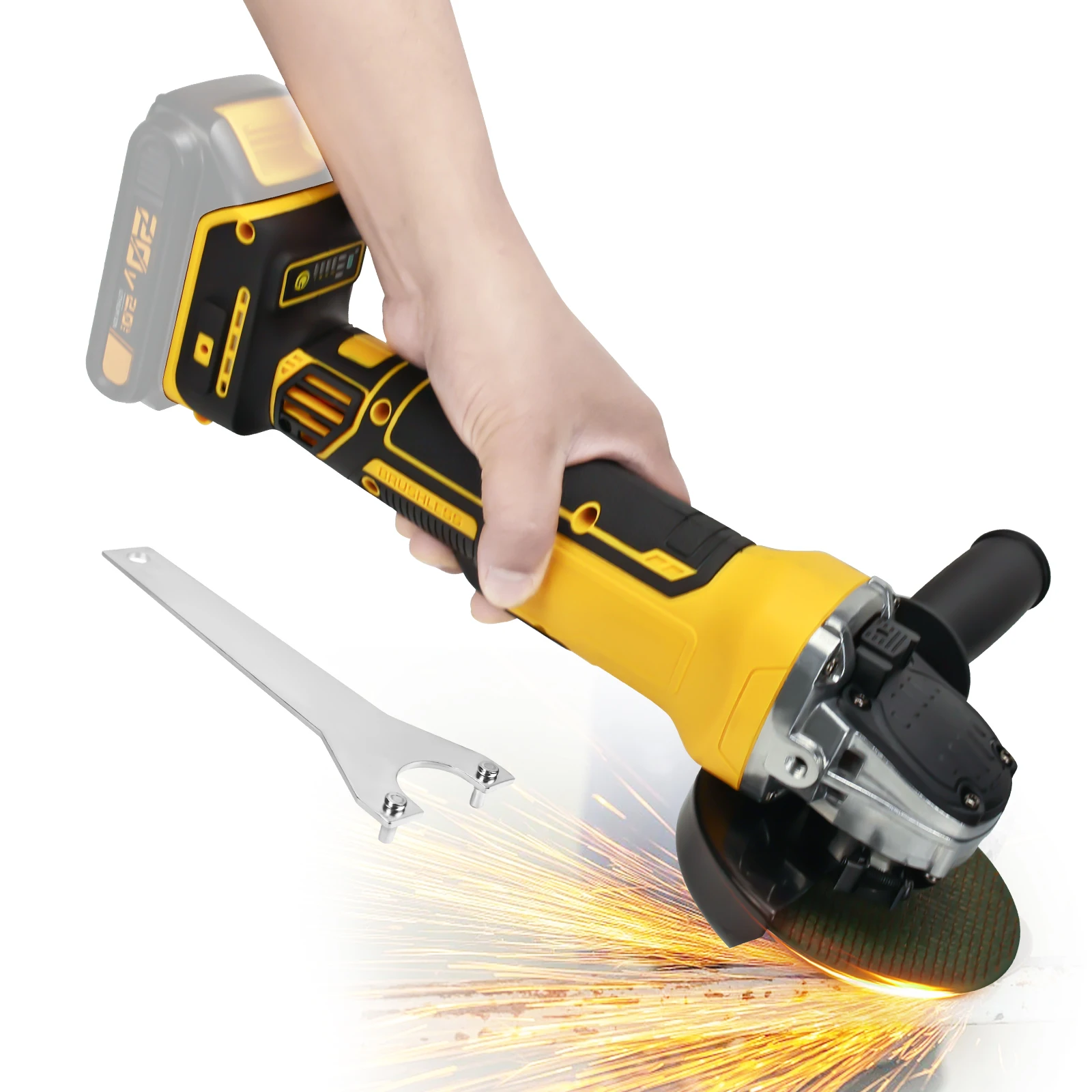 125MM Brushless Angle Grinder 4 Speeds Electric Cordless Cutting Polishing Woodworking Tools for Dewalt 20V Battery (No Battery)