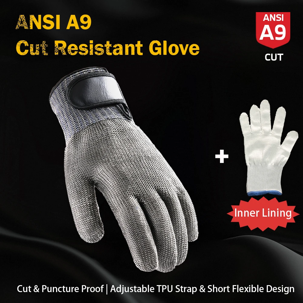 

Level 9 Stainless Steel Mesh Safety Glove Heavy Duty Anti-Cut Rustproof Protection for Metal Work Cutting