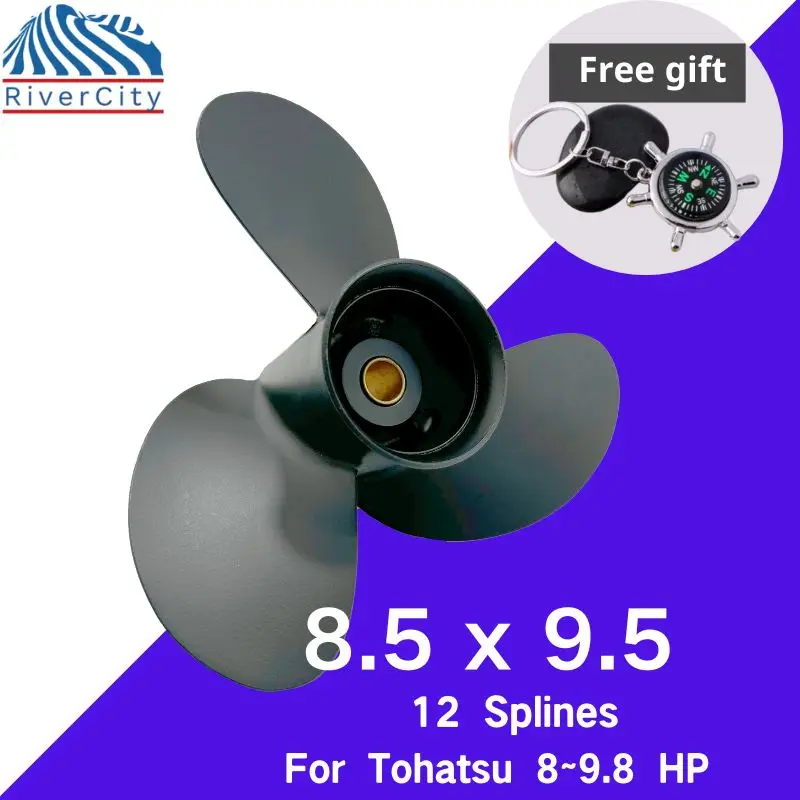 

For Tohatsu 8 HP 9.8 HP Outboard Propeller 8.5×9.5 Boat Motor Aluminum Alloy Screw Ship Marine Engine 3 Blade 12 Spline