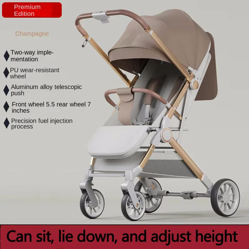 Two-way Baby Stroller can Sit or Lie Down Newborn Baby Stroller Simple Folding Ultra-lightweight Shock-absorbing Wheels