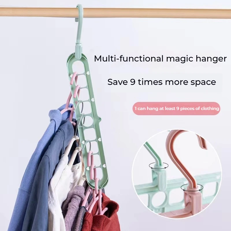 9-hole hanger 360° rotating folding hanger space-saving storage rack clothes and pants storage durable home dormitory