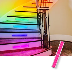 LEPOTEC 1pc 24LED RGB Wireless Rechargeable Motion Sensor Cabinet Lights,Lights for Kicthen,Bedroom,Hotel,Bar,Game room