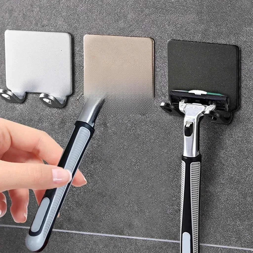 HOStainless Steel Razor Holder Storage Hook, Wall Men Shaving Shelf, Punch Free, T1 Accessrespiration Organization