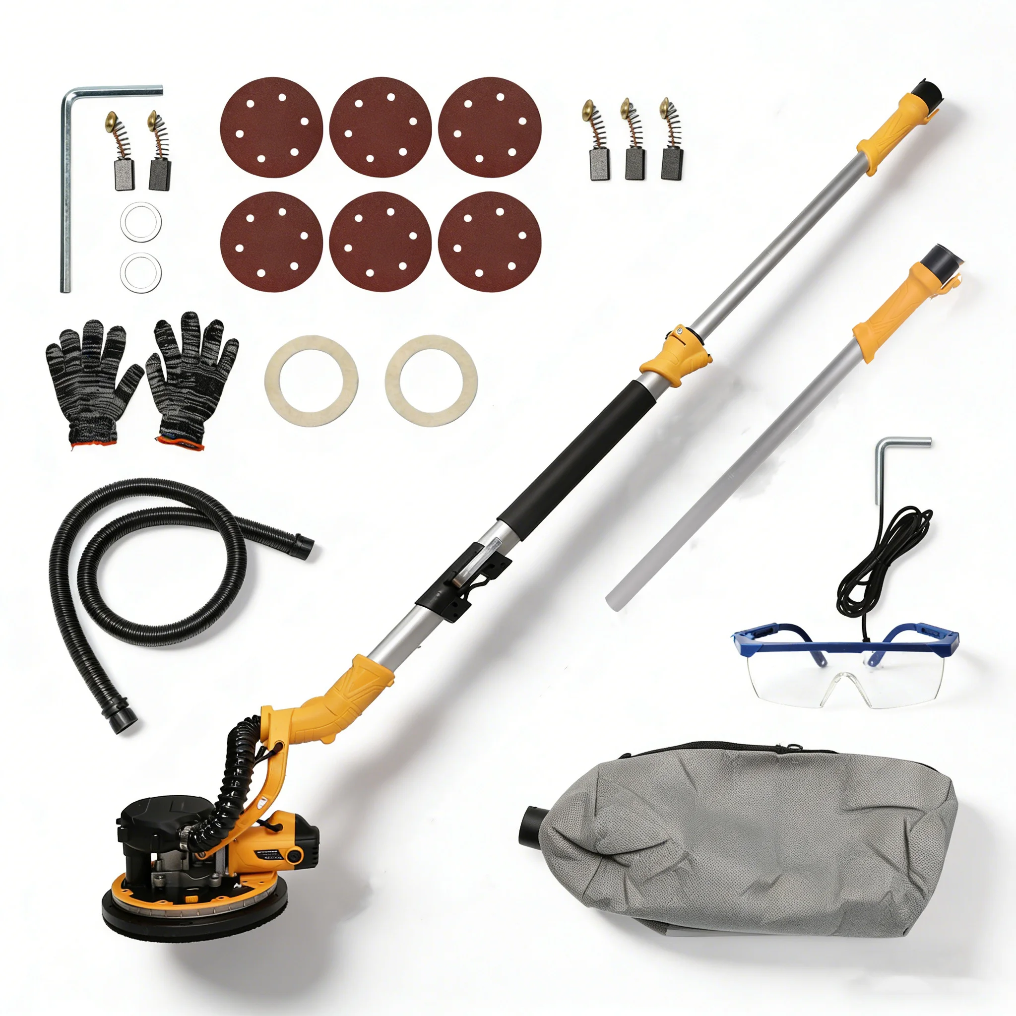 1390W Electric Drywall Sander 6-Speed Adjustable Floor Sander Portable Polishing Machine For Home Construction