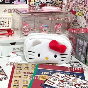 Sanrio Hello Kitty Plush Storage Bag Cosmetics Bag Hülle Bleistift Hello Kitty Plüsch -Aufbewahrungstasche Sanrio Zubehör NEU 10 Hauptverkäufe CAIXA 12x12 - №2