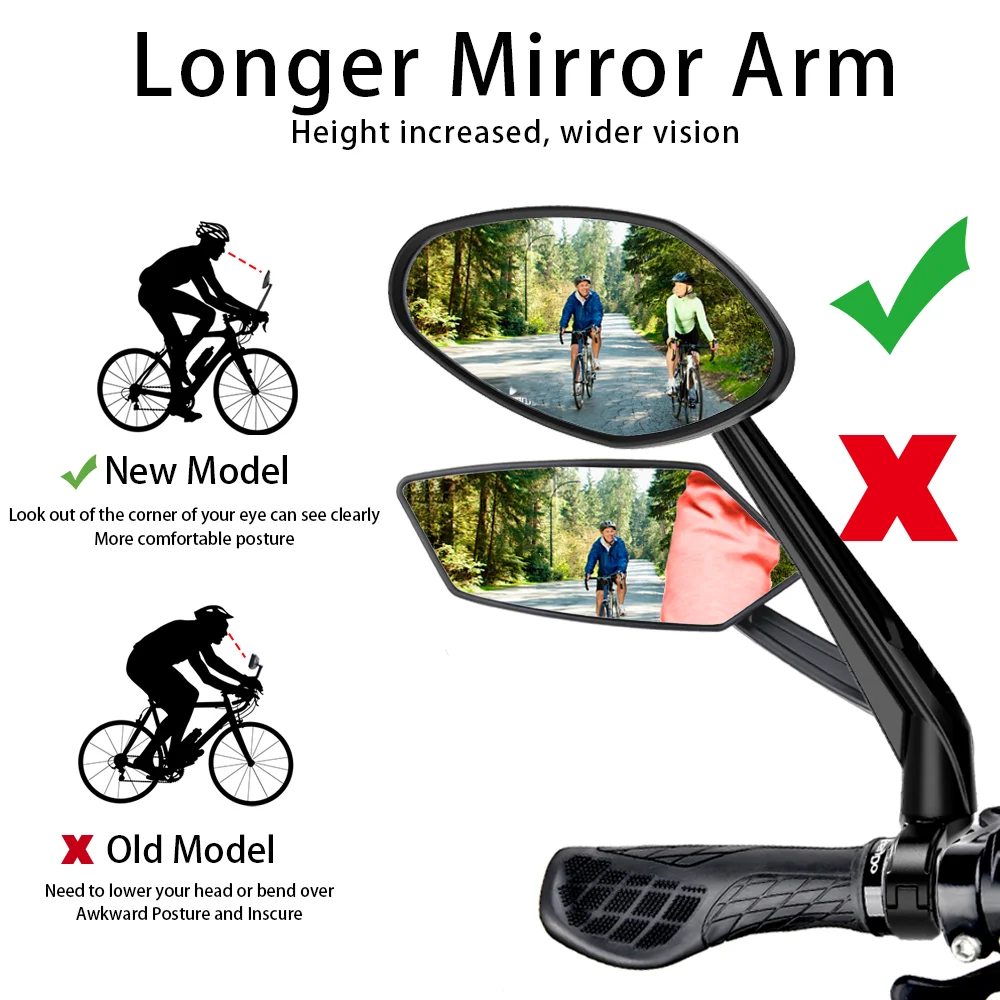 Bike Rear View Mirror Adjustable Reflector Rotatable Handlebar Mirror Clear Rearview E Bike Scooter Cycling Bicycle Accessories