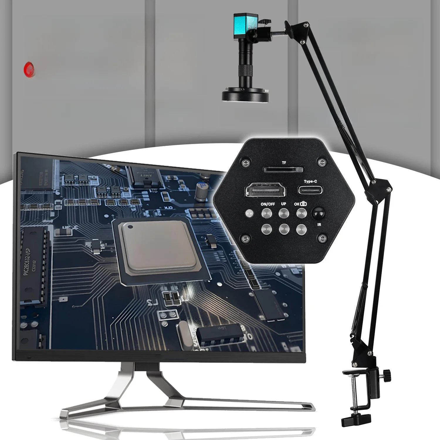 YIZHAN Mikroskop cyfrowy 4K FULL HD HDMI VGA 1080P Kamera przemysłowa C-Mount Via Type Measurement Obiektyw 150x do lutowania telefonu — zdjęcie 2