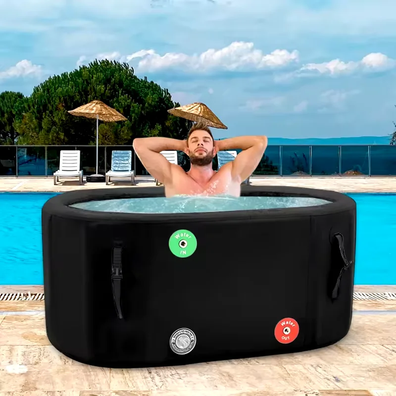 Barril de bañera de inmersión fría plegable portátil para adultos de 59 pulgadas, bañera de hielo para atletas, enfriador de agua Compatible con piscina de inmersión fría al aire libre