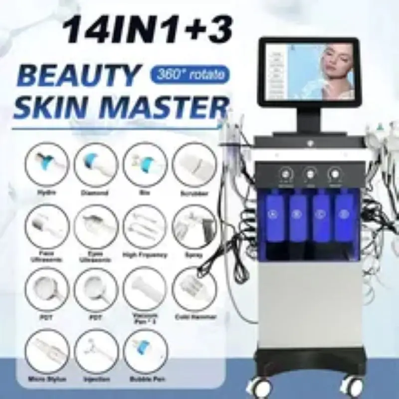 

2023 Newest 14-in-1 Hydra Microdermabrasion Facial Machine Aqua Peel Cleaning andHyaluronic acid hydrates Collagen Boost and LED