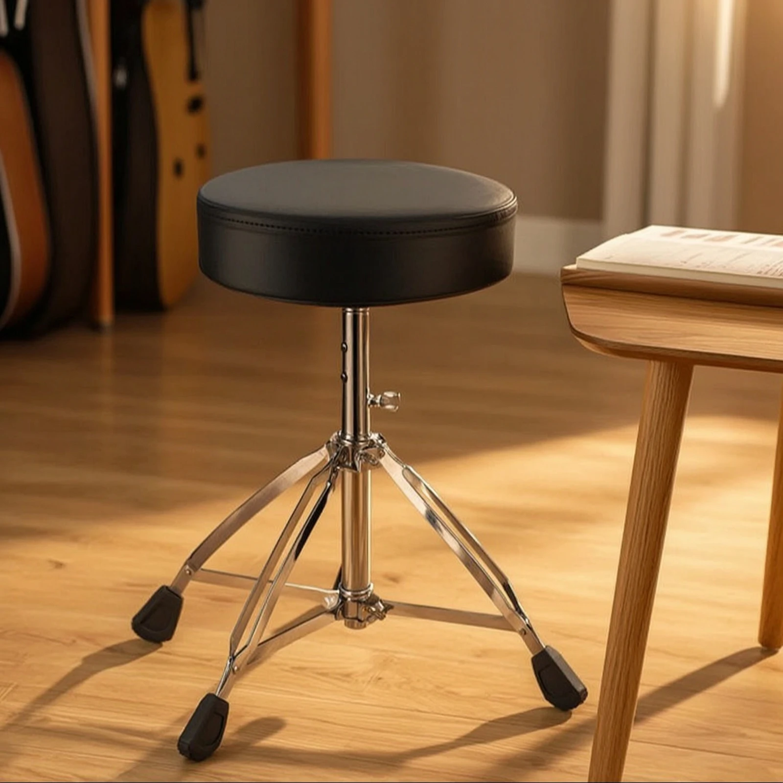 banco-de-bateria-redondo-ajustavel-com-assento-acolchoado-fabricado-em-couro-sintetico-resistente-ideal-para-bateristas-estudios-domesticos-e-salas-de-pratica